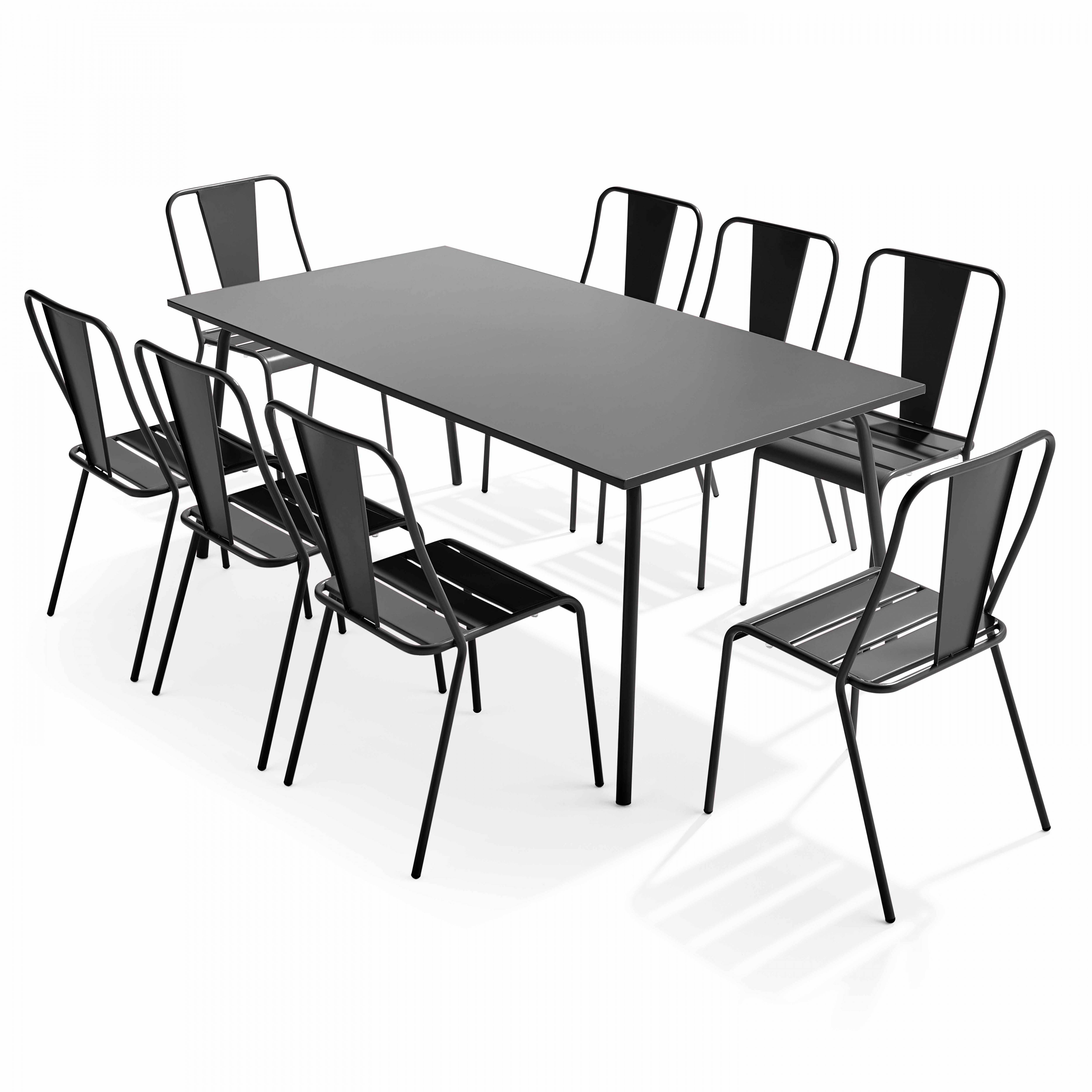 Oviala - Ensemble table de jardin et 8 chaises bistrot en acier gris Palavas - Oviala - Image 1