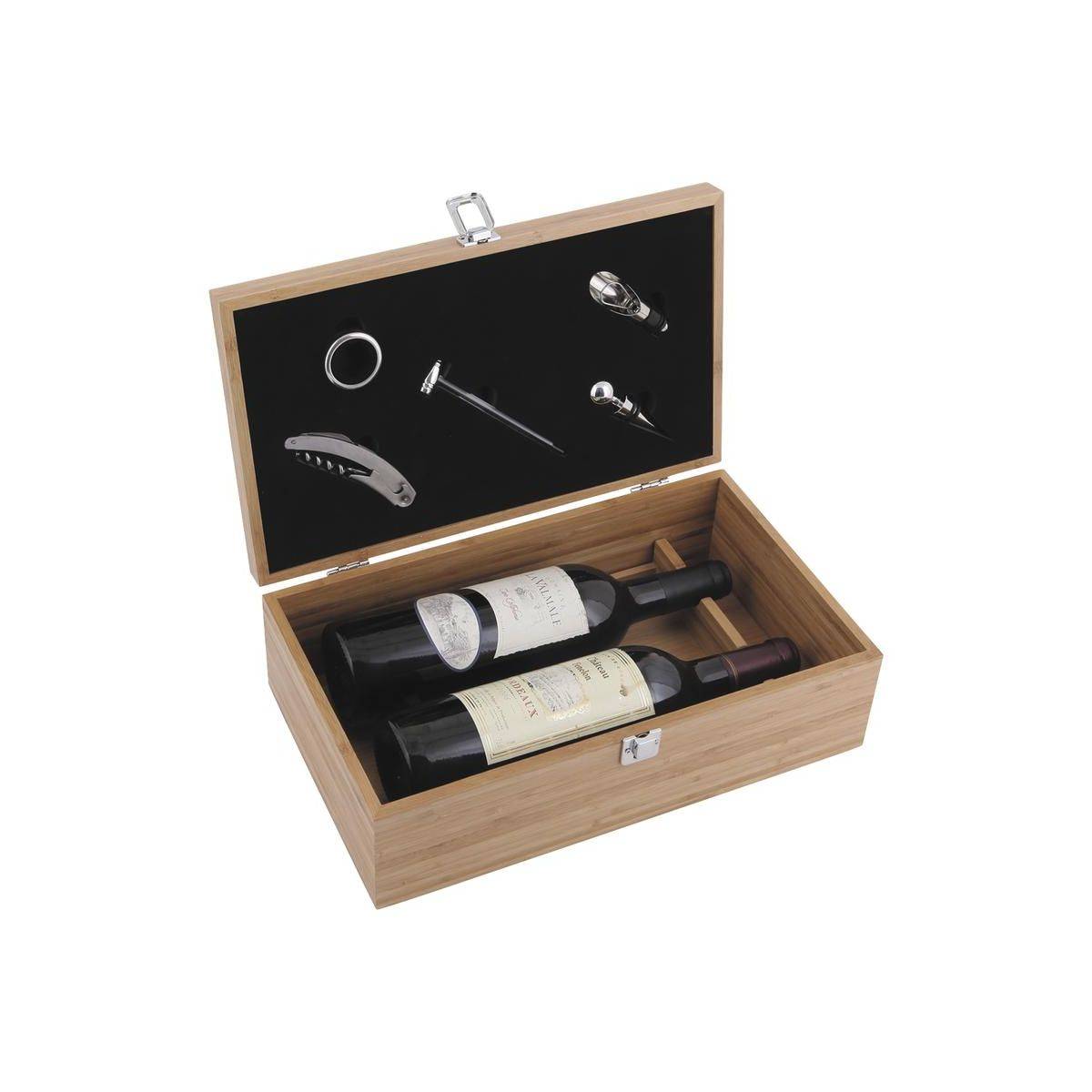 Aubry Gaspard - Coffret vin en bambou avec 5 accessoires inox – Idée cadeau élégante - Imagen 1