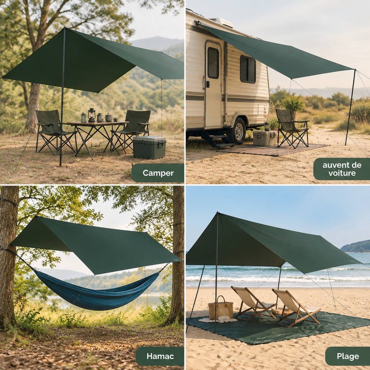 Bâche Tente Camping Imperméable Ultralégère Polyester Résistante Déchirure - Image 7