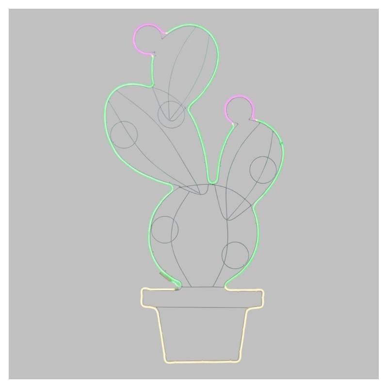 Lotti - Lampe néon déco XL 15W figuier de barbarie en pot 156x78 cm 560 leds vert / blanc chaud / rose Lotti - Imagen 4