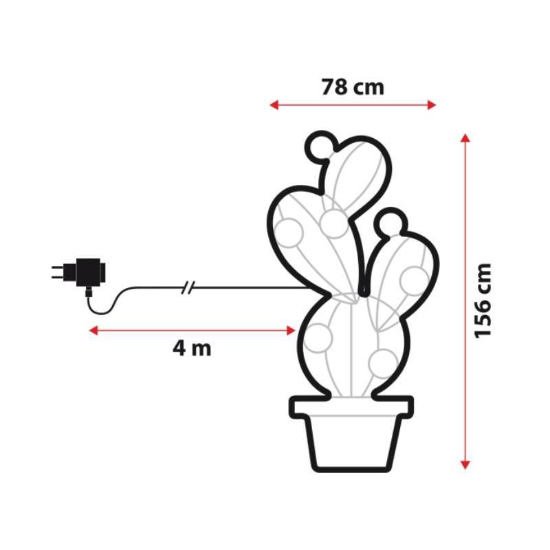 Lotti - Lampe néon déco XL 15W figuier de barbarie en pot 156x78 cm 560 leds vert / blanc chaud / rose Lotti - Imagen 3