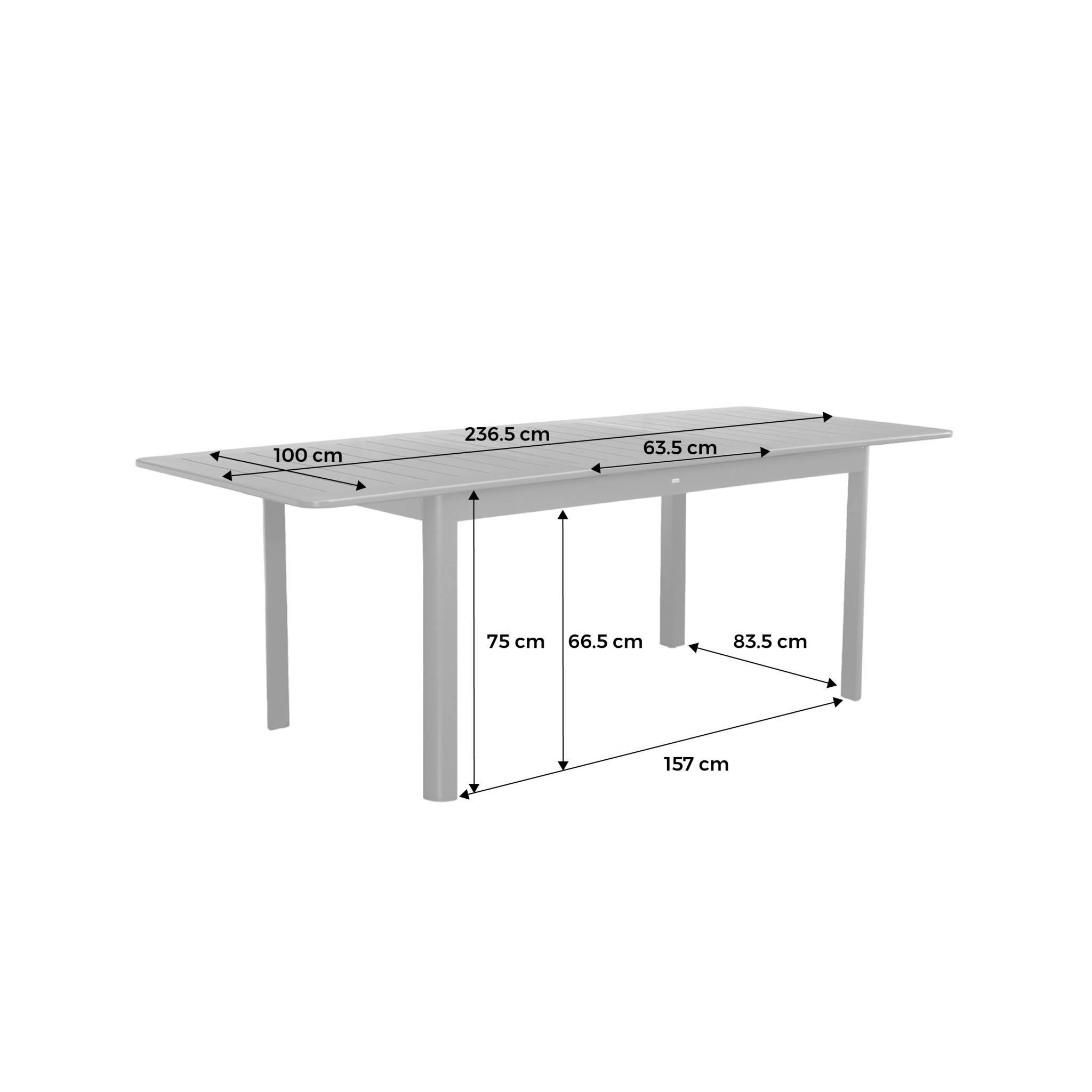 sweeek - Table de jardin anthracite SEATTLE extensible aluminium. 8 places. 173 / 236.5 x 100 x 75 cm | sweeek - Image 4