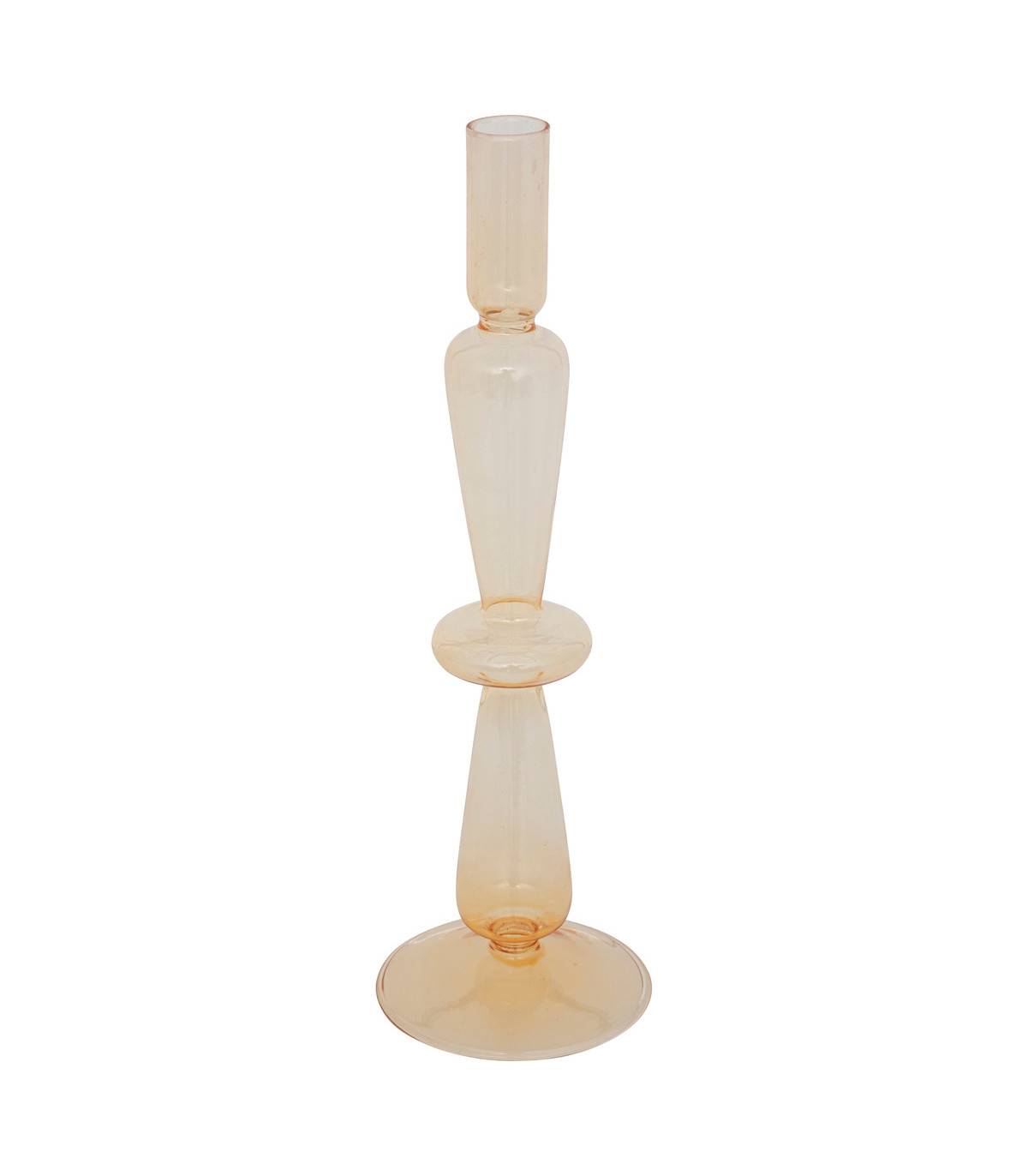 Bougeoir Chandelier en Verre Jaune H 29.5 cm - Image 1