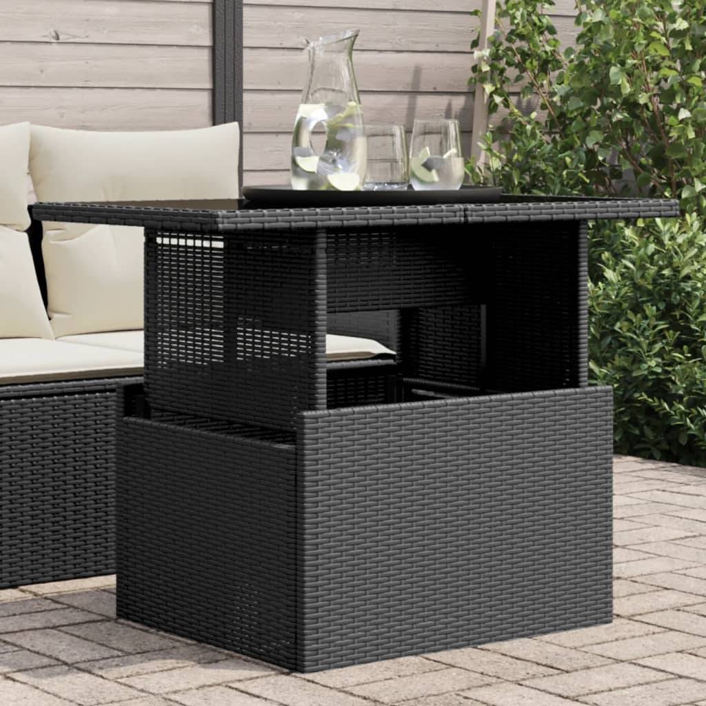 PANGIVO - Table de jardin résine tressée verre noir 100 x 55 x 73 cm - PANGIVO - Image 1