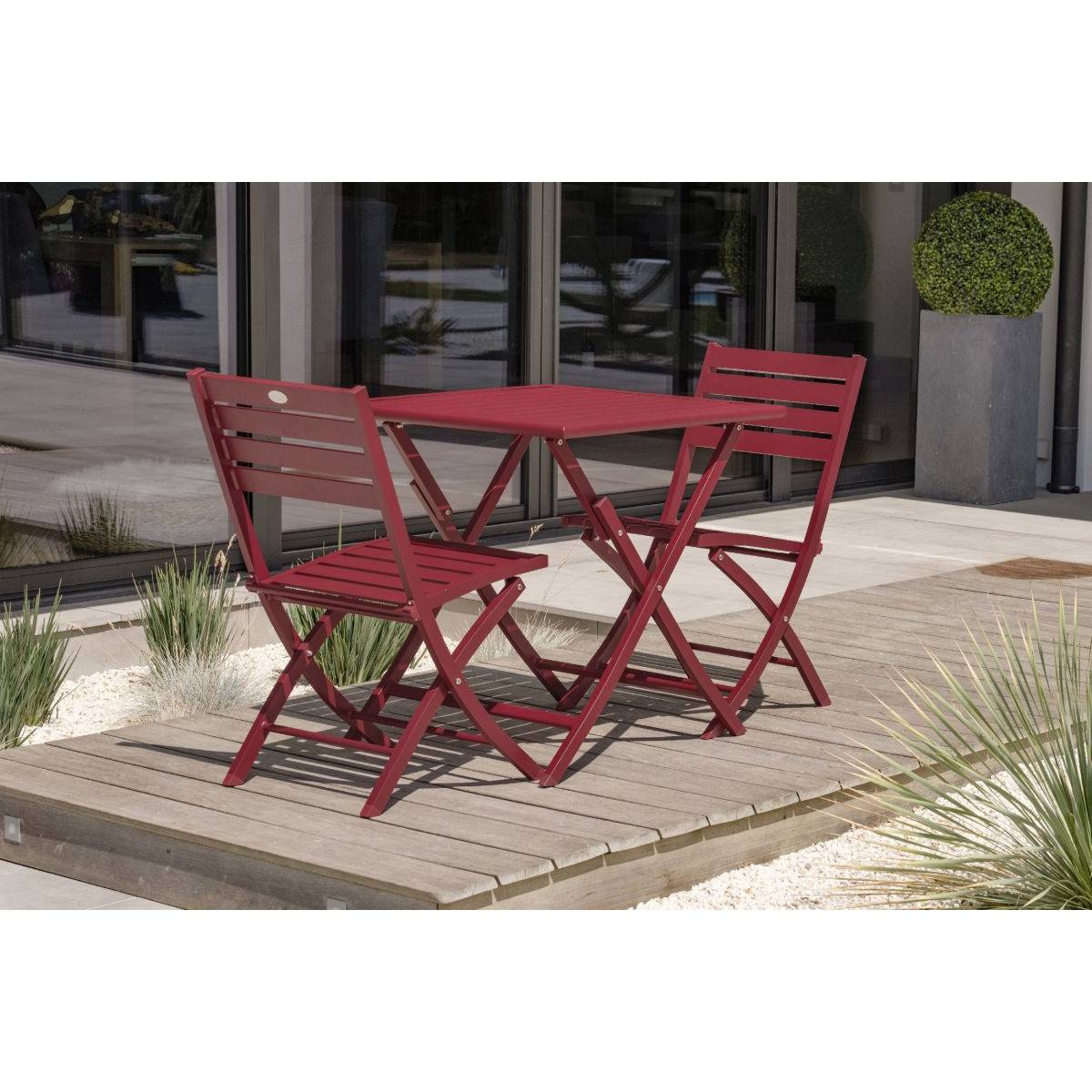 Paris Prix - Lot de 2 Chaises de Jardin Pliantes "Marius" 82cm Rouge Carmin - Image 6