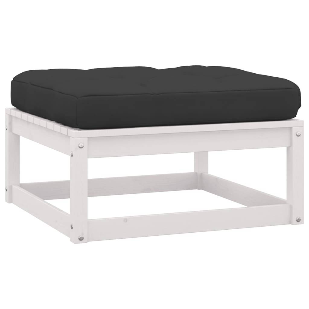 Helloshop26 - Salon de jardin meuble d'extérieur ensemble de mobilier 9 pièces avec coussins blanc bois de pin massif - Imagen 5