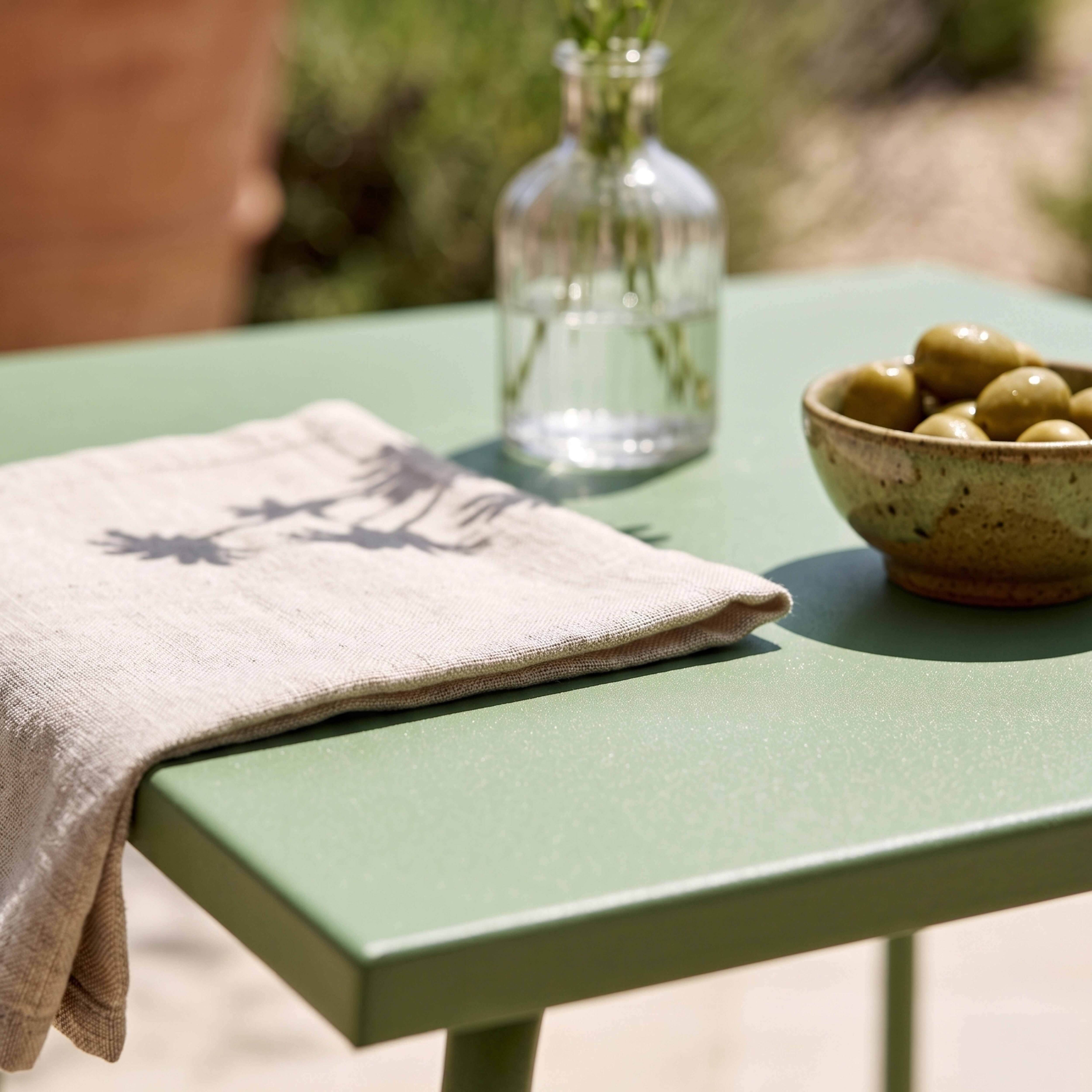 Oviala - Ensemble table de jardin carrée et 2 chaises acier vert cactus Palavas - Oviala - Imagen 3