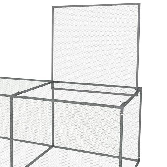 Enclos extérieur acier galvanisé poules lapins avec bâche anti-UV 296x100x80 cm argent - ComfortXL Outdoor Living - Image 10