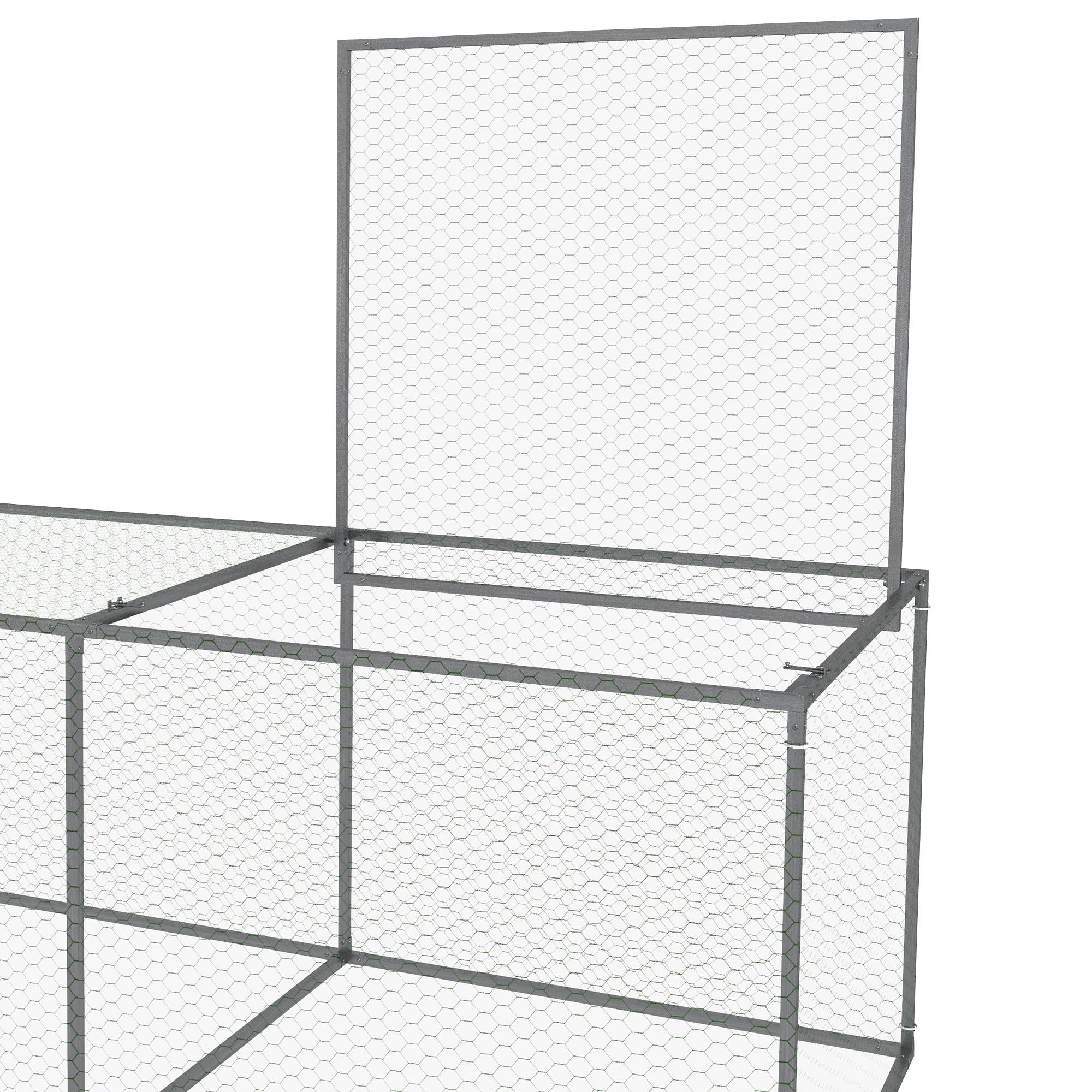 Enclos extérieur acier galvanisé poules lapins avec bâche anti-UV 296x100x80 cm argent - ComfortXL Outdoor Living - Image 10
