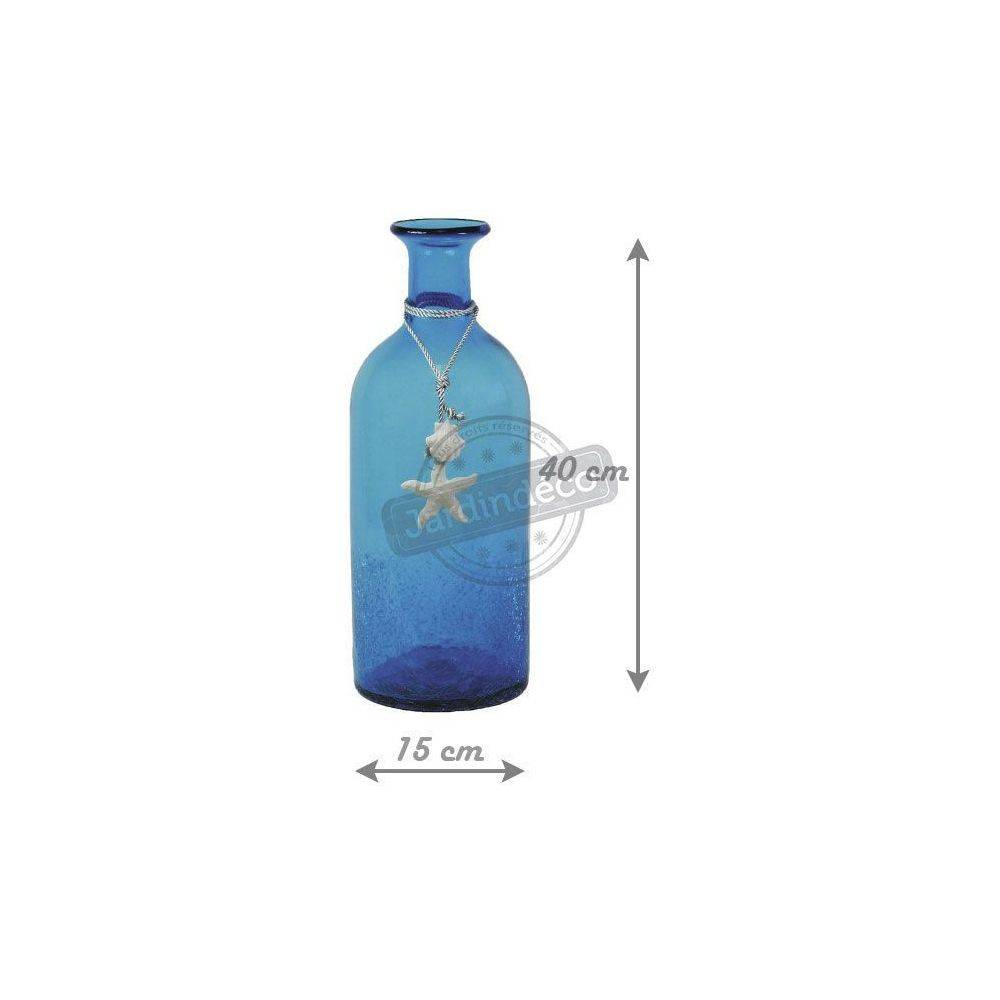 Aubry Gaspard - Vase bouteille en verre teinté bleu - Image 2