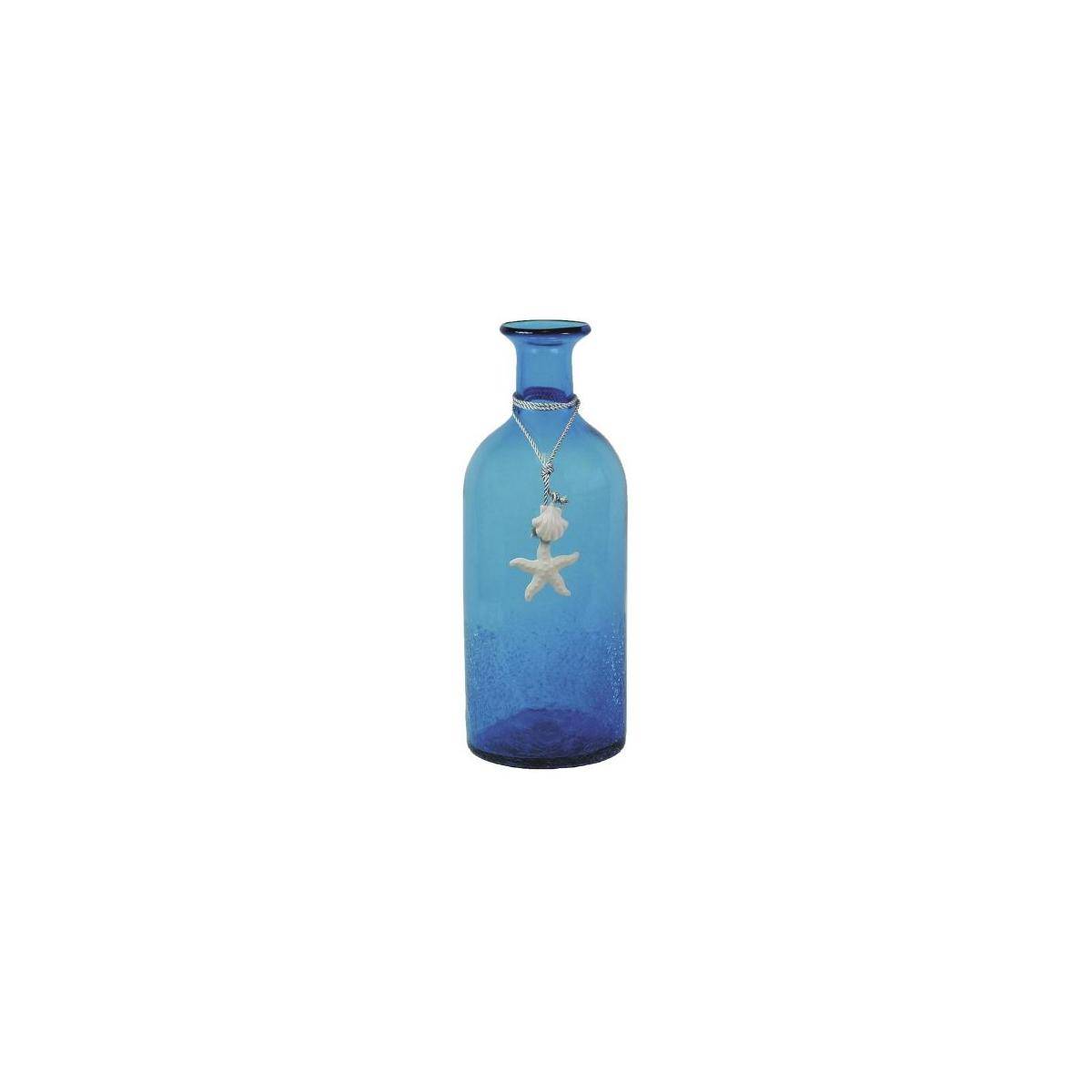 Aubry Gaspard - Vase bouteille en verre teinté bleu - Image 1
