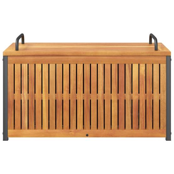 Coffre à coussins bois d'acacia et acier naturel 85 x 45 x 53 cm - PANGIVO - Image 5