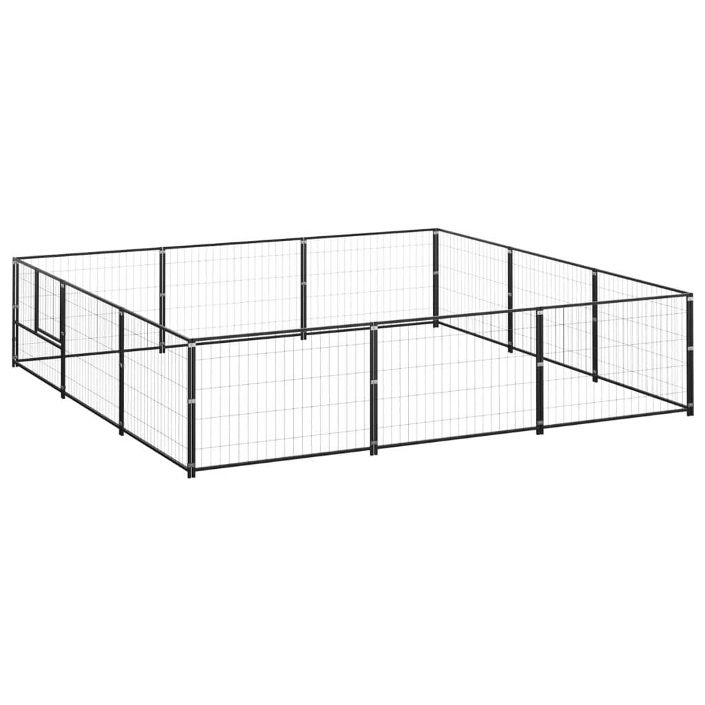 Helloshop26 - Chenil extérieur cage enclos parc animaux chien noir 9 m² acier - Imagen 1
