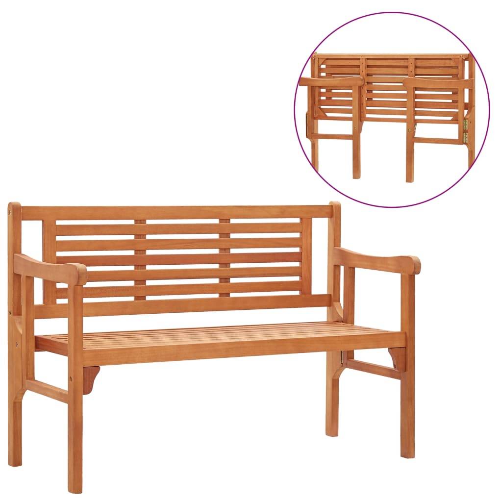 Helloshop26 - Banc de jardin meuble de patio d'extérieur terrasse pliable de jardin 120 x 53 x 81 cm bois d'eucalyptus solide - Imagen 2