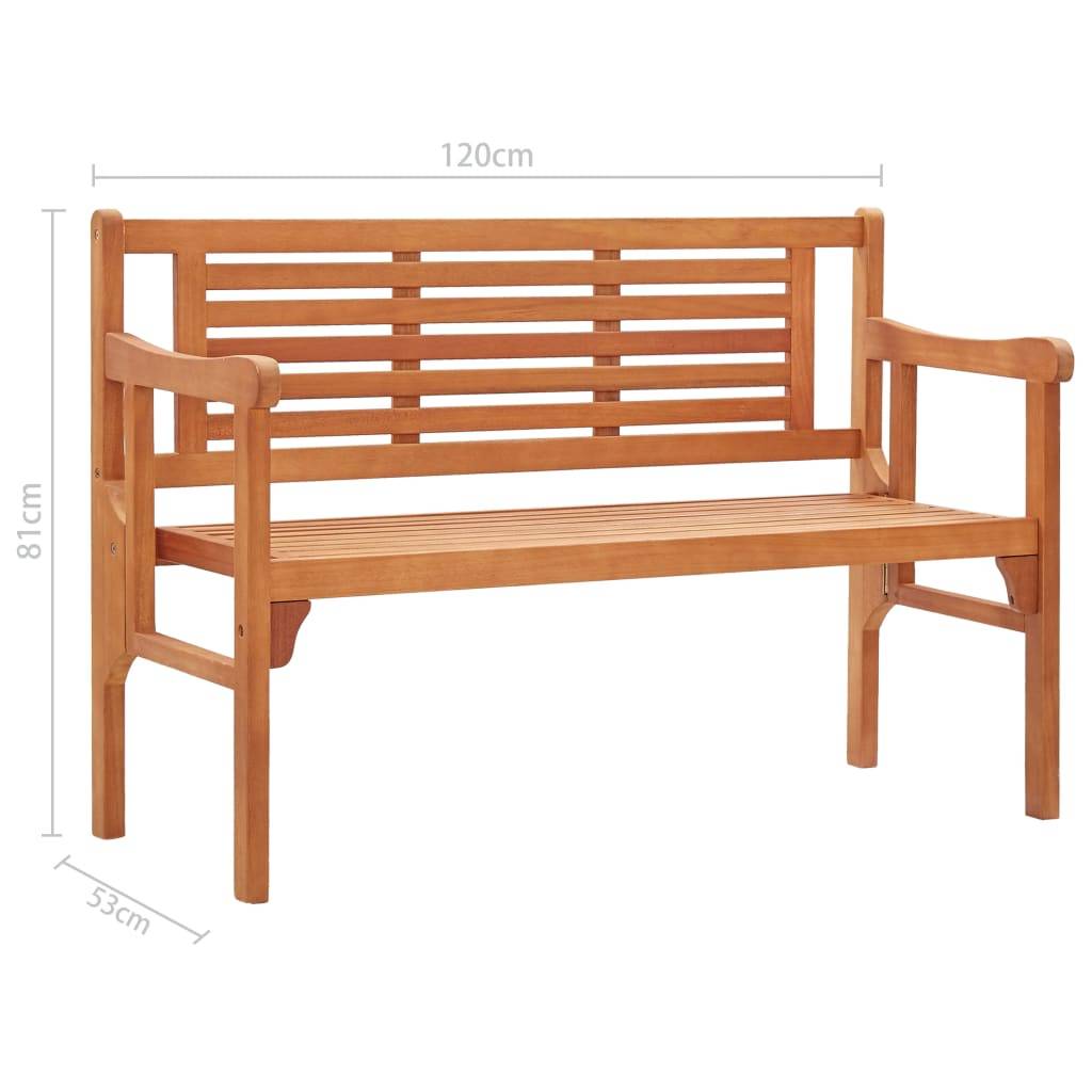 Helloshop26 - Banc de jardin meuble de patio d'extérieur terrasse pliable de jardin 120 x 53 x 81 cm bois d'eucalyptus solide - Imagen 7