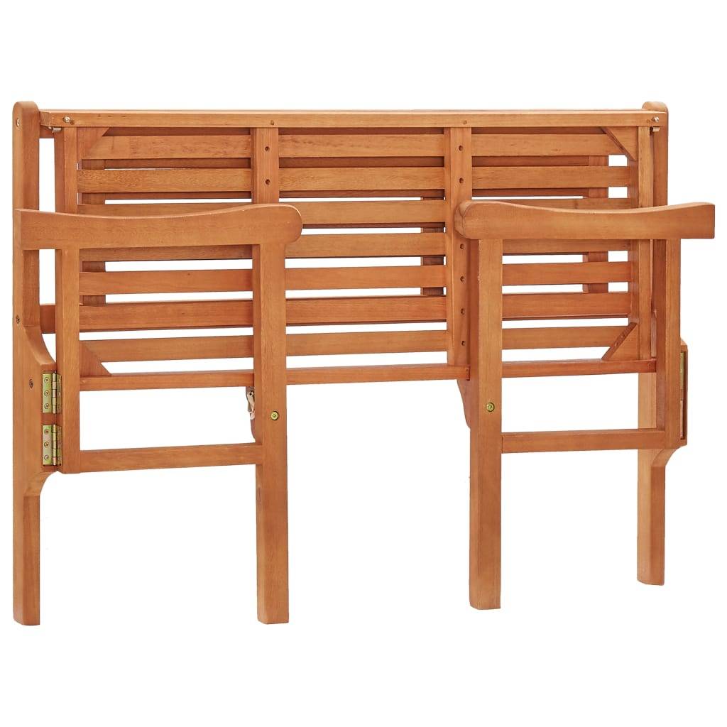 Helloshop26 - Banc de jardin meuble de patio d'extérieur terrasse pliable de jardin 120 x 53 x 81 cm bois d'eucalyptus solide - Imagen 5
