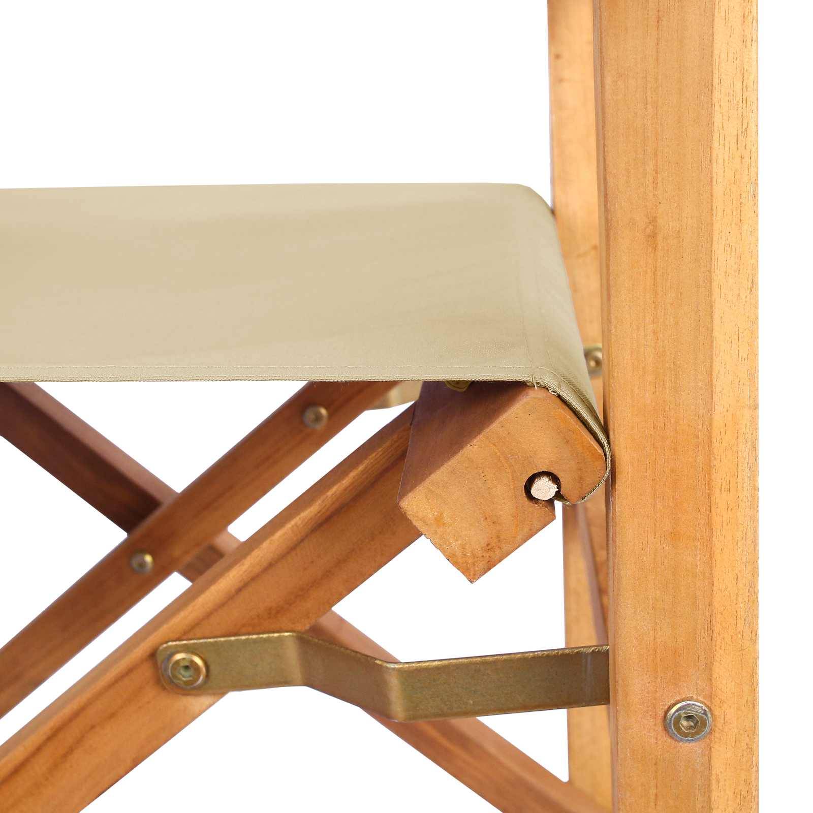 Chaise de directeur bois de teck marron et beige 56 x 54 x 87 cm, Poids:7.66kg - PANGIVO - Image 6