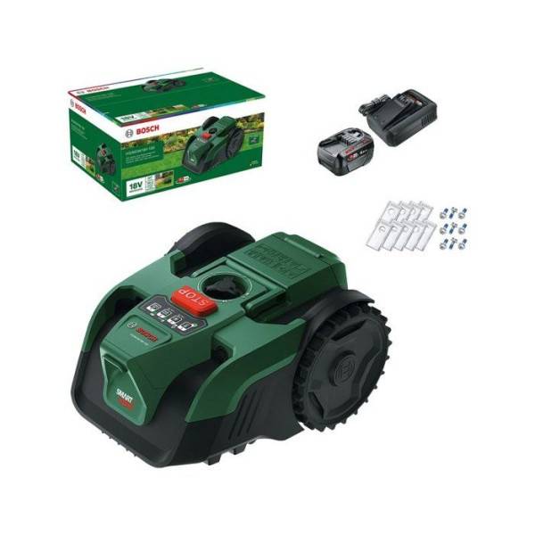 Bosch - Robot tondeuse autonome - Bosch - VISIMOW18V-100 - 06008E1002 - batterie 4Ah + chargeur - 18V - 16cm de coupe