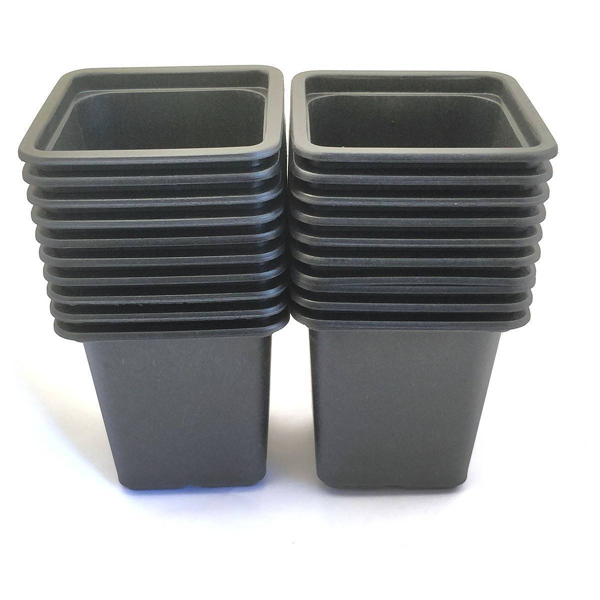 Vilmorin - Pack de  20 Godets carrés noir en plastique  7cm