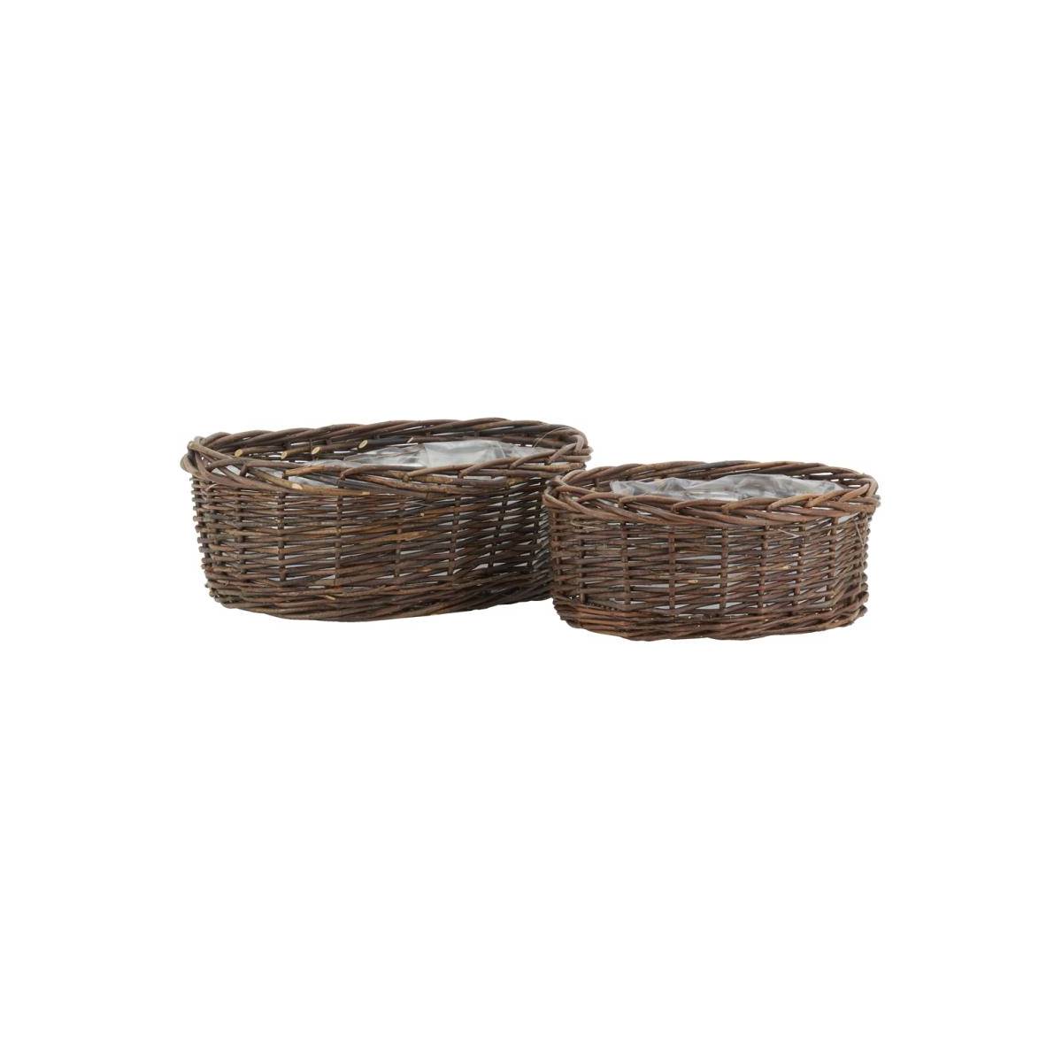 Aubry Gaspard - Corbeilles ovales en osier brut marron (lot de 2) - Image 1
