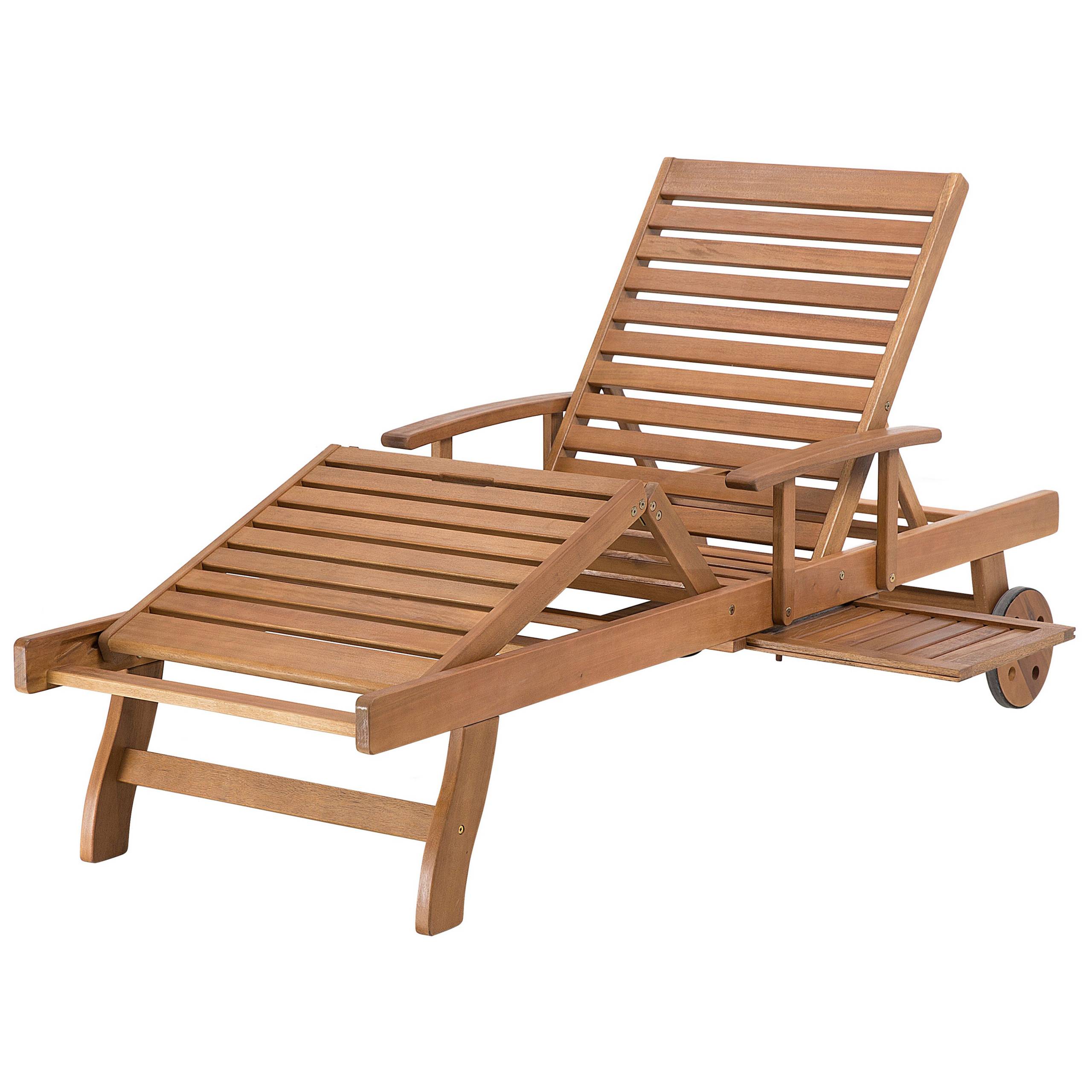 Beliani - Transat Inclinable de Jardin ou Terrasse en Bois d'Acacia Résistant et Durable avec Coussin Bleu Beige Rayé Design Intemporel - Imagen 6