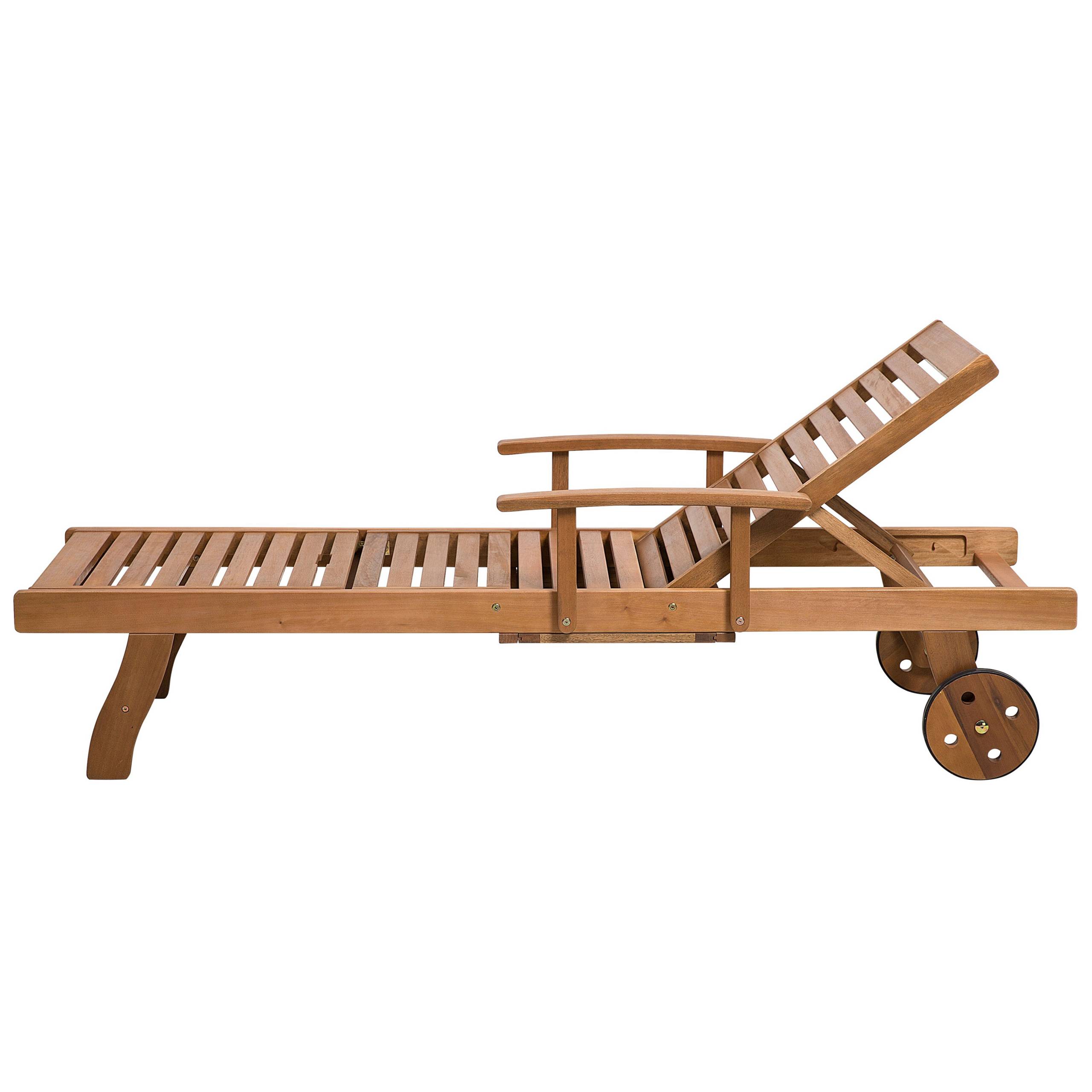 Beliani - Transat Inclinable de Jardin ou Terrasse en Bois d'Acacia Résistant et Durable avec Coussin Bleu Beige Rayé Design Intemporel - Imagen 7