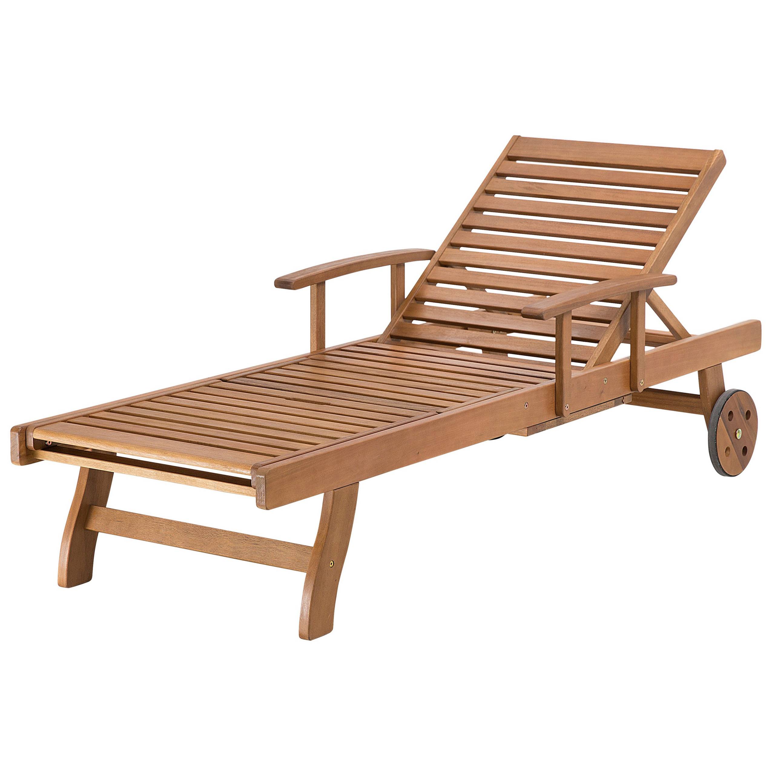 Beliani - Transat Inclinable de Jardin ou Terrasse en Bois d'Acacia Résistant et Durable avec Coussin Bleu Beige Rayé Design Intemporel - Imagen 5