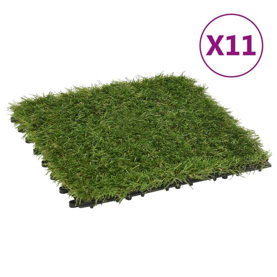 Vidaxl - Carreaux de gazon artificiel 11 pcs Vert 30x30 cm - Image 1