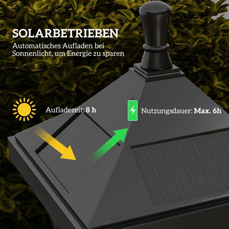 Lampadaire Solaire Extérieur LED Blanc Froid Capteur IP44 Jardin 127cm Noir - ComfortXL Outdoor Living - Image 4