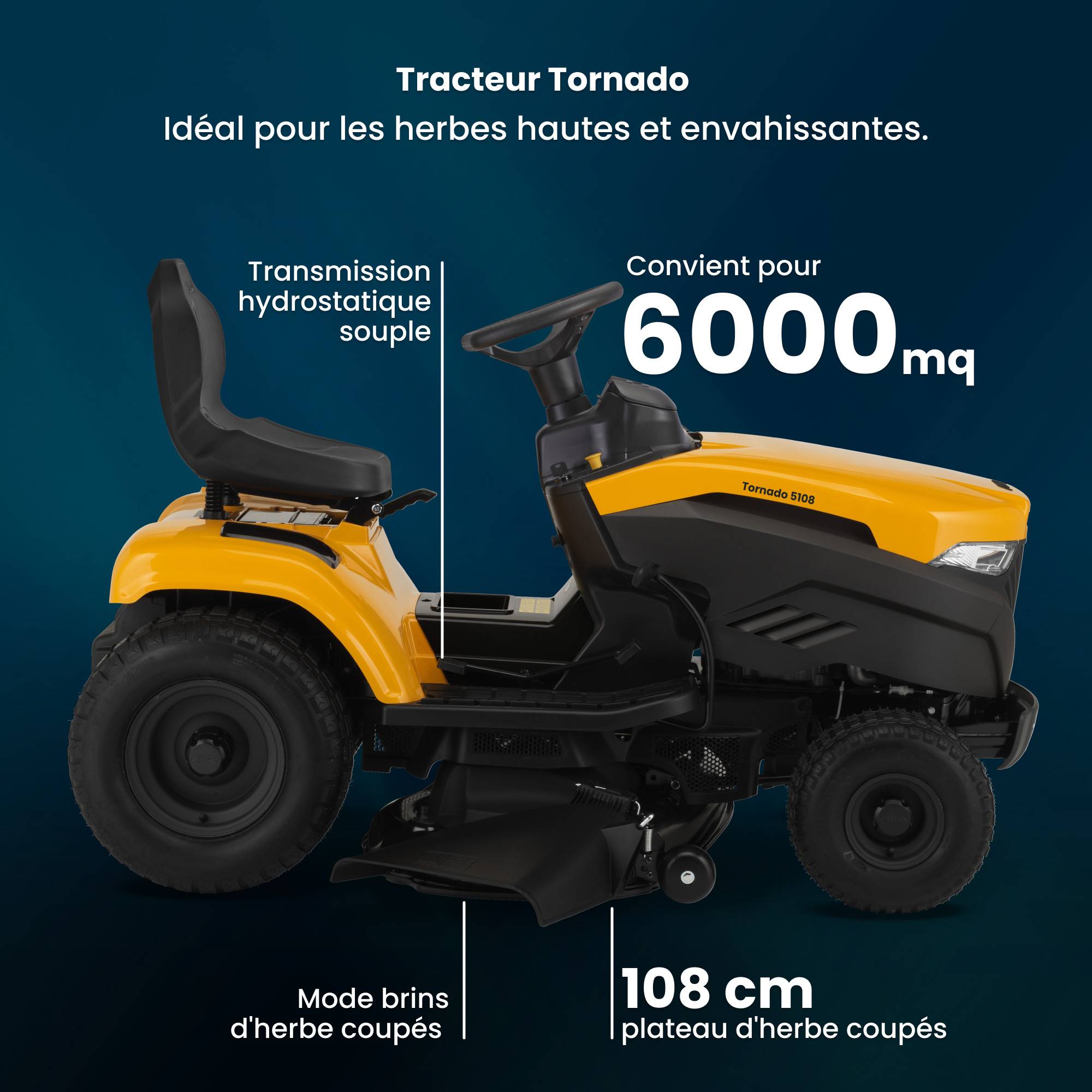 Stiga - Tracteur Tornado 5108, moteur 452 cc, éjection latérale, phares LED - STIGA - Image 2