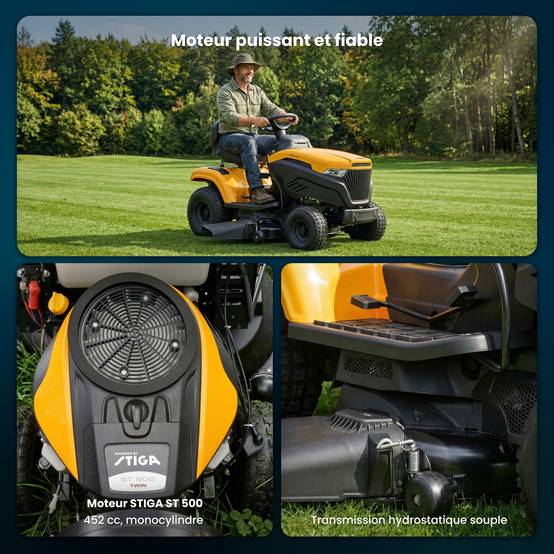 Stiga - Tracteur Tornado 5108, moteur 452 cc, éjection latérale, phares LED - STIGA - Image 4