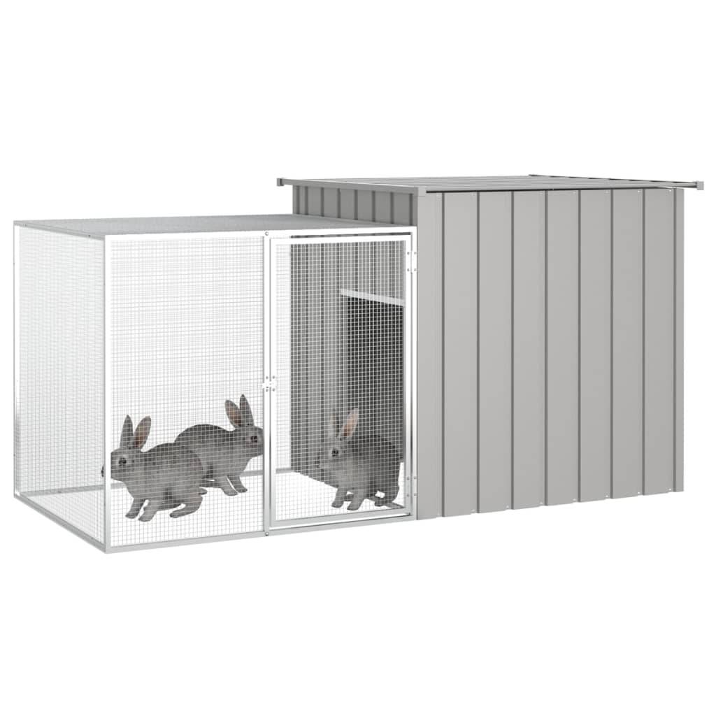 Clapier enclos à lapin extérieur 200x91x100 cm acier galvanisé Gris – ComfortXL Outdoor Living - Image 2