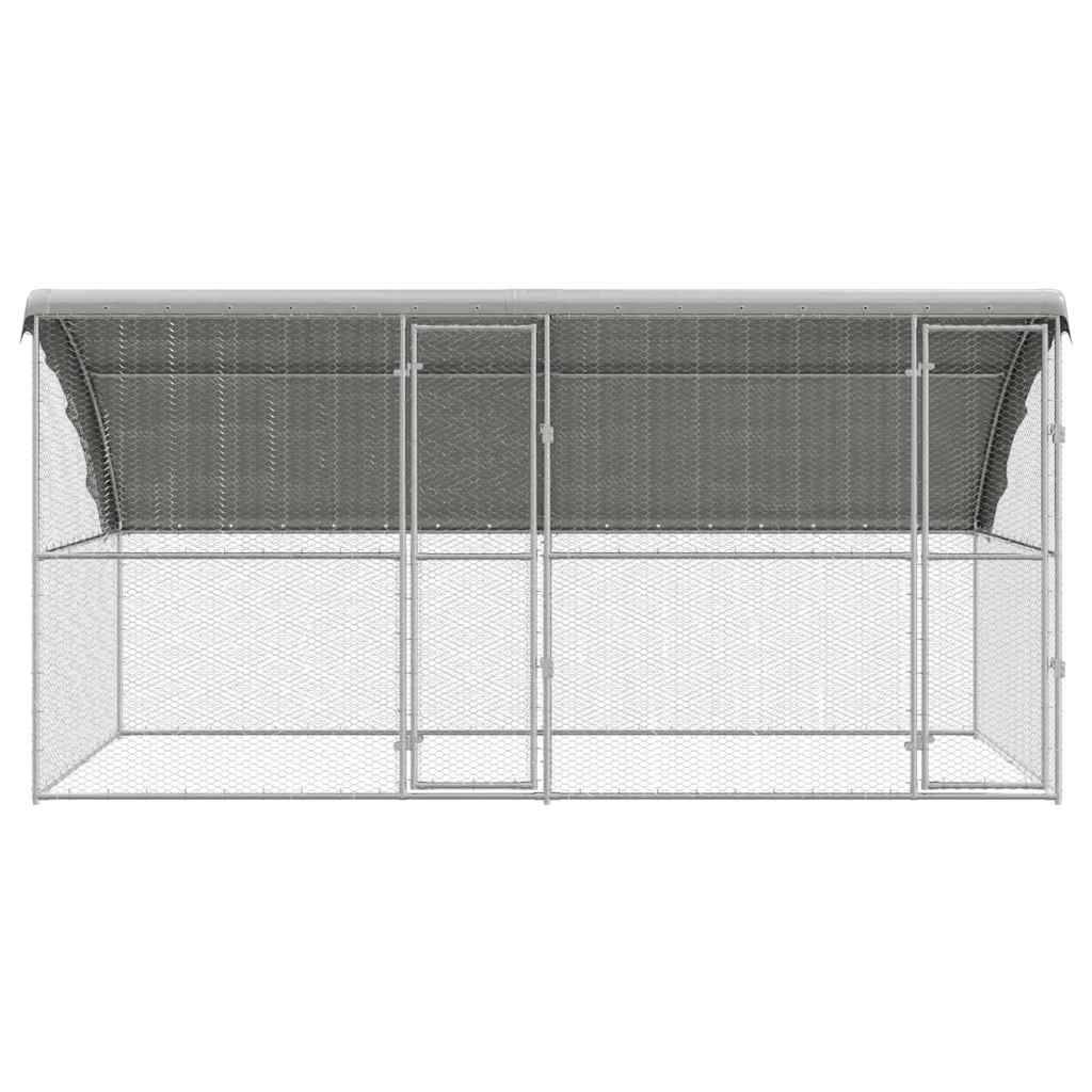 Enclos à poules 4x2m acier galvanisé avec toit étanche pour jardin Argent – ComfortXL Outdoor Living - Image 4