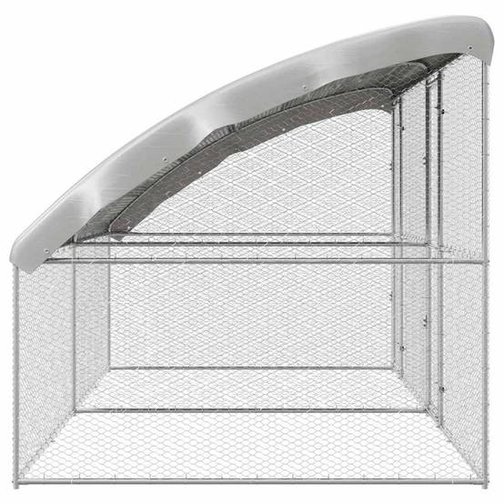 Enclos à poules 4x2m acier galvanisé avec toit étanche pour jardin Argent – ComfortXL Outdoor Living - Image 5