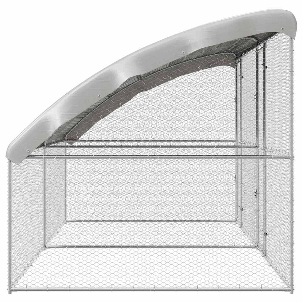 Enclos à poules 4x2m acier galvanisé avec toit étanche pour jardin Argent – ComfortXL Outdoor Living - Image 5