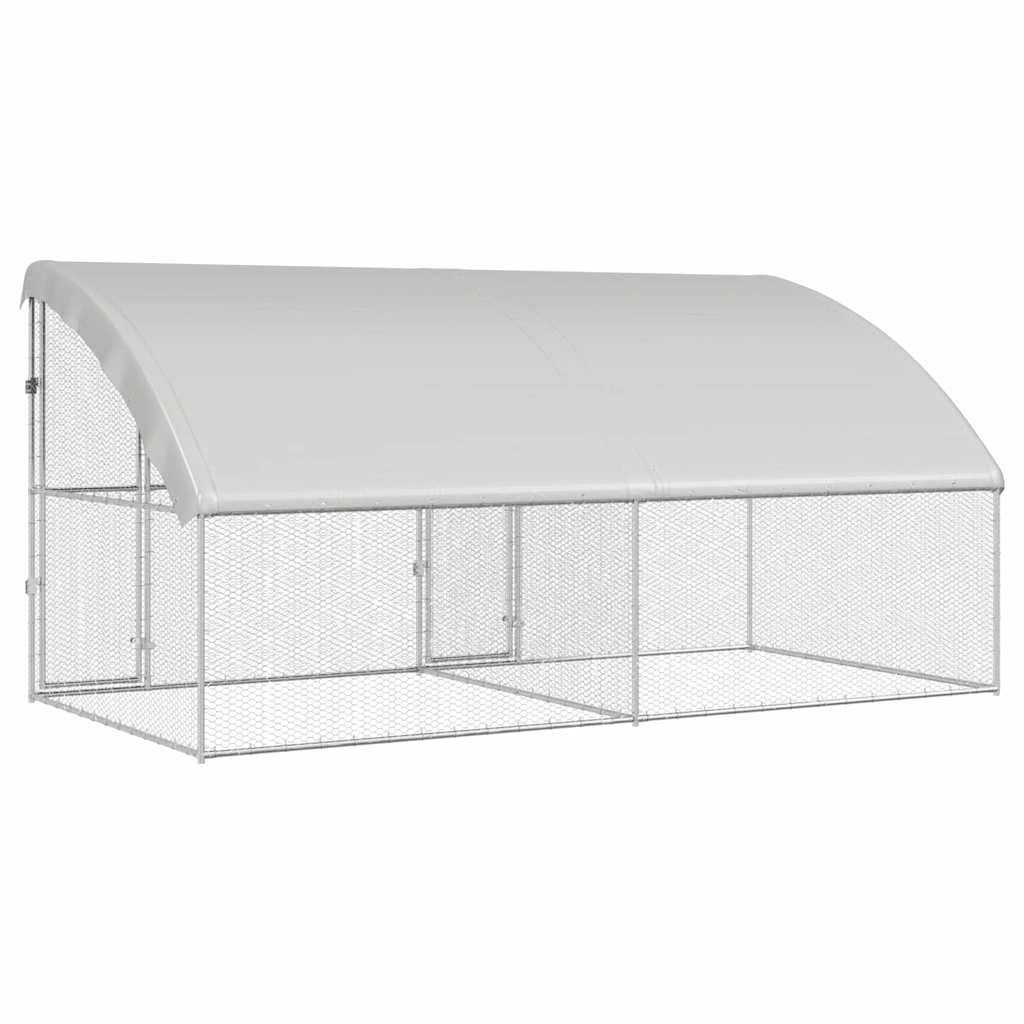 Enclos à poules 4x2m acier galvanisé avec toit étanche pour jardin Argent – ComfortXL Outdoor Living - Image 6