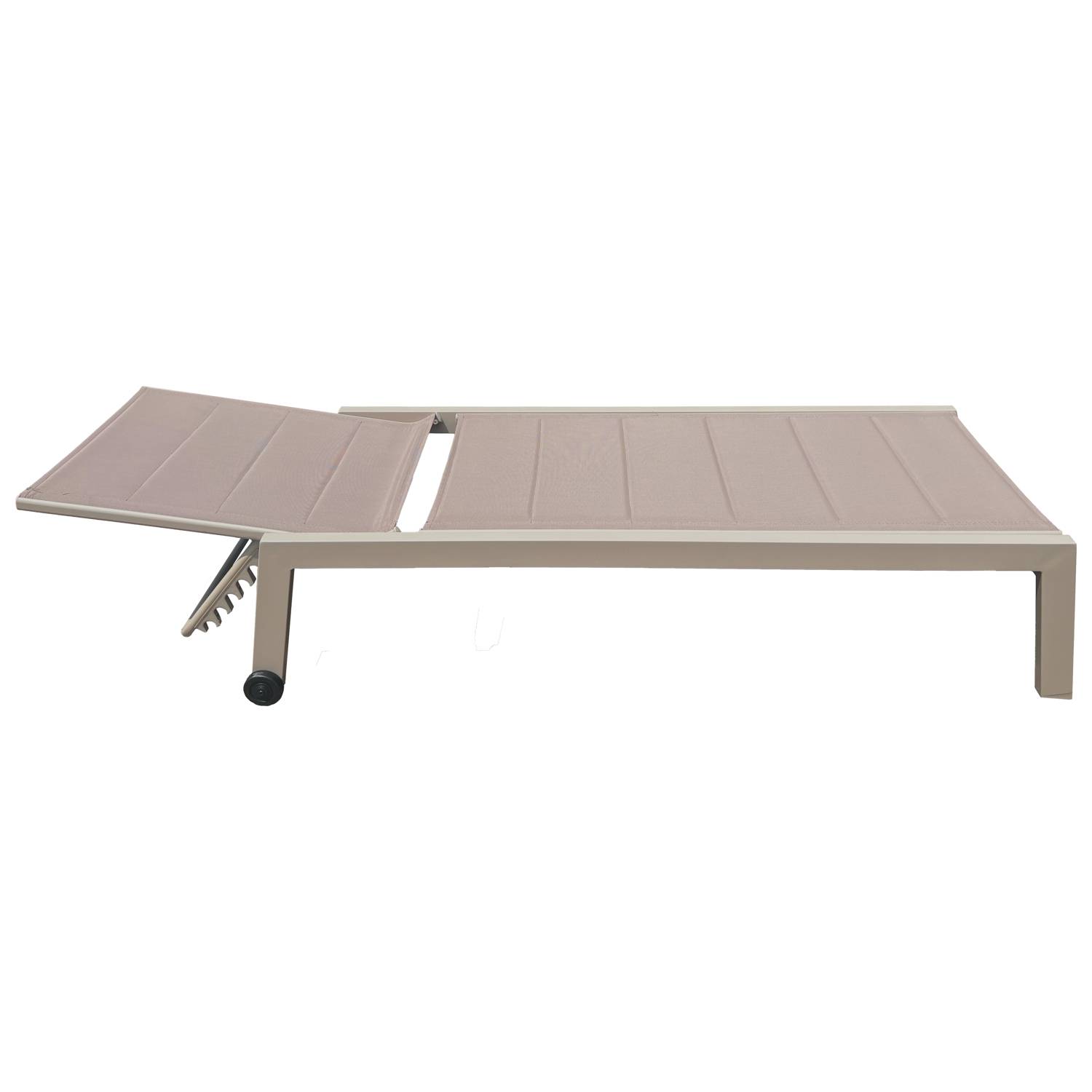 Happy Garden - Bain de soleil BARBADOS en textilène taupe - aluminium taupe - HAPPY GARDEN - Imagen 4