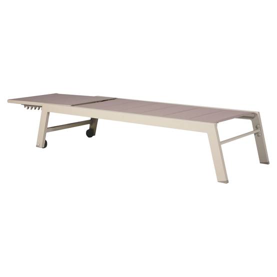 Happy Garden - Bain de soleil BARBADOS en textilène taupe - aluminium taupe - HAPPY GARDEN - Imagen 3