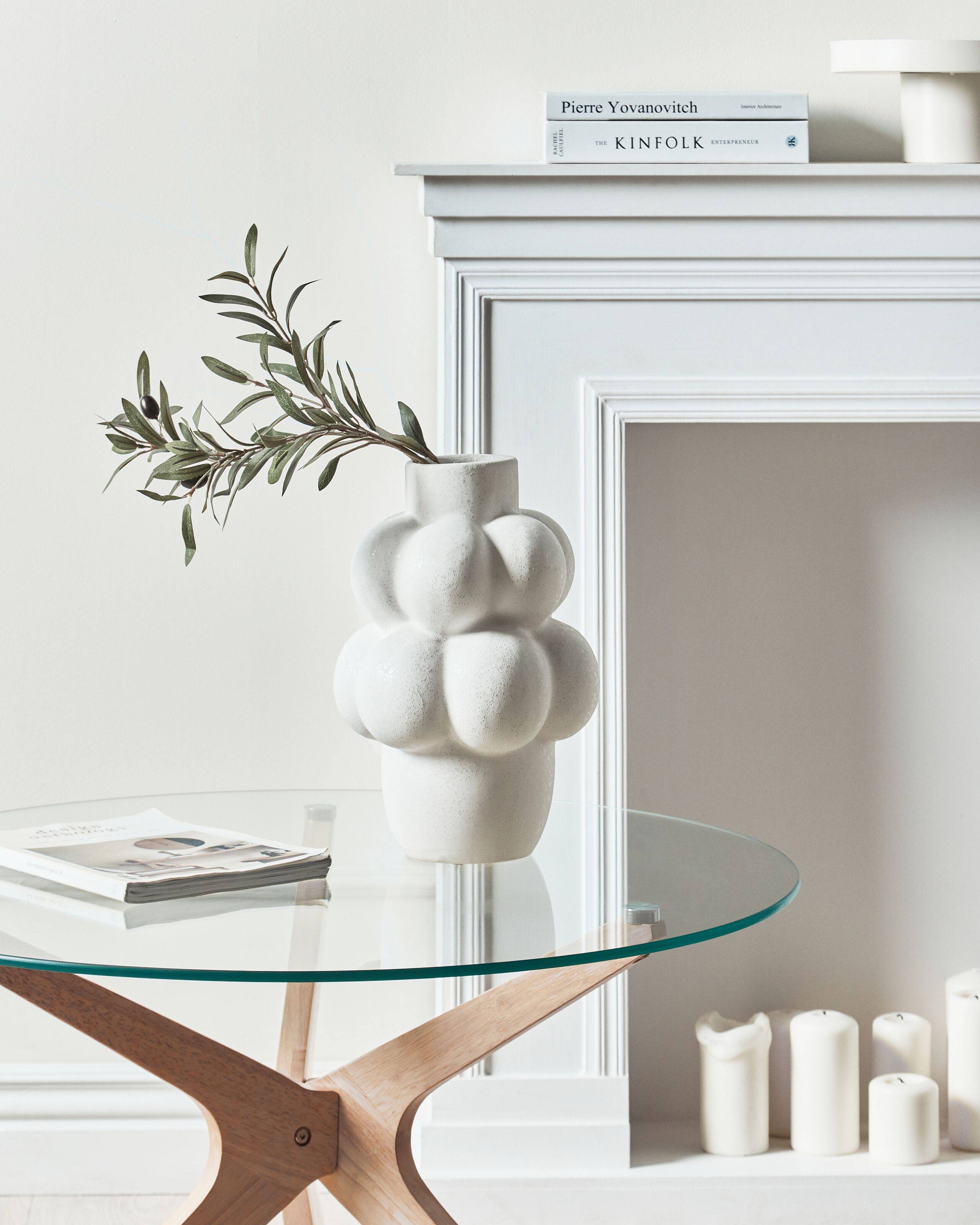 Beliani - Vase à Fleurs Blanc en Grès Étanche Design Décoration Intérieure Maison Moderne - Image 2