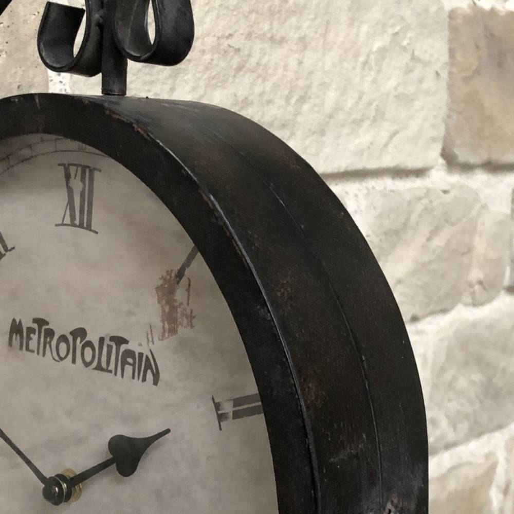 Horloge murale décorative gare double face vintage métal gris 48cm Chemin de campagne - Imagen 3