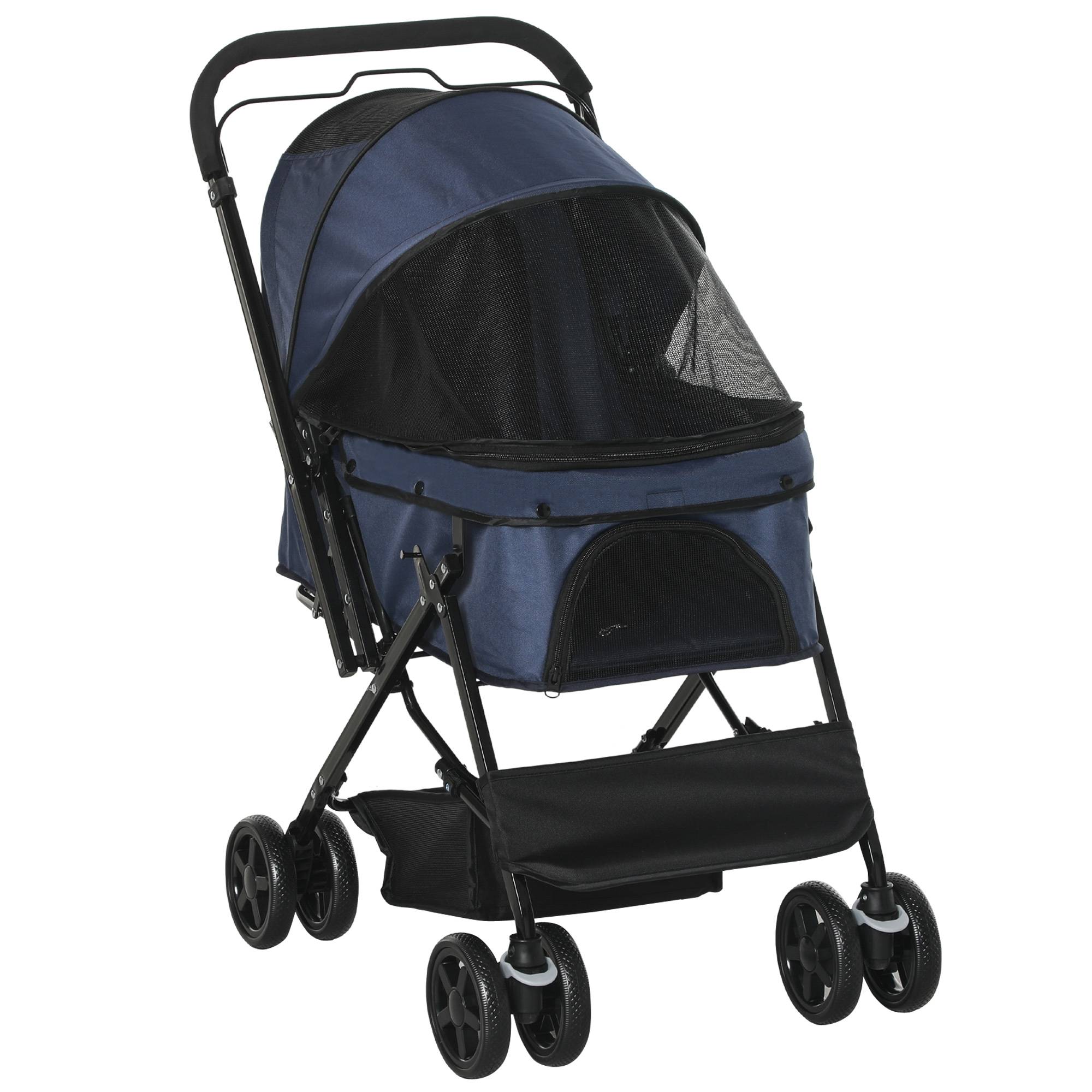 PANGIVO - Poussette pour animaux en polyester bleu 76.5 x 52 x 95 cm - PANGIVO