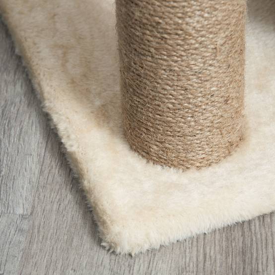 Arbre à chat design bois et peluche pour salon repos et grattage 60x30x76cm brun - ComfortXL Outdoor Living - Image 9
