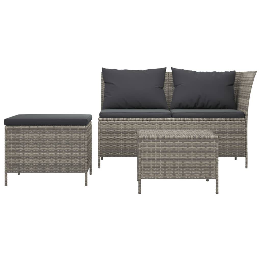 Helloshop26 - Salon de jardin meuble d'extérieur ensemble de mobilier 3 pièces avec coussins gris résine tressée - Imagen 2