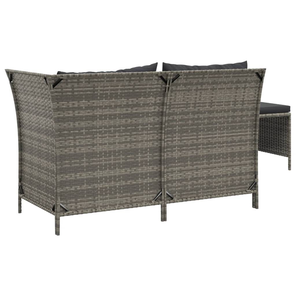 Helloshop26 - Salon de jardin meuble d'extérieur ensemble de mobilier 3 pièces avec coussins gris résine tressée - Imagen 4