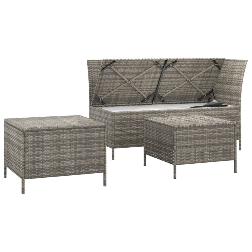 Helloshop26 - Salon de jardin meuble d'extérieur ensemble de mobilier 3 pièces avec coussins gris résine tressée - Imagen 3