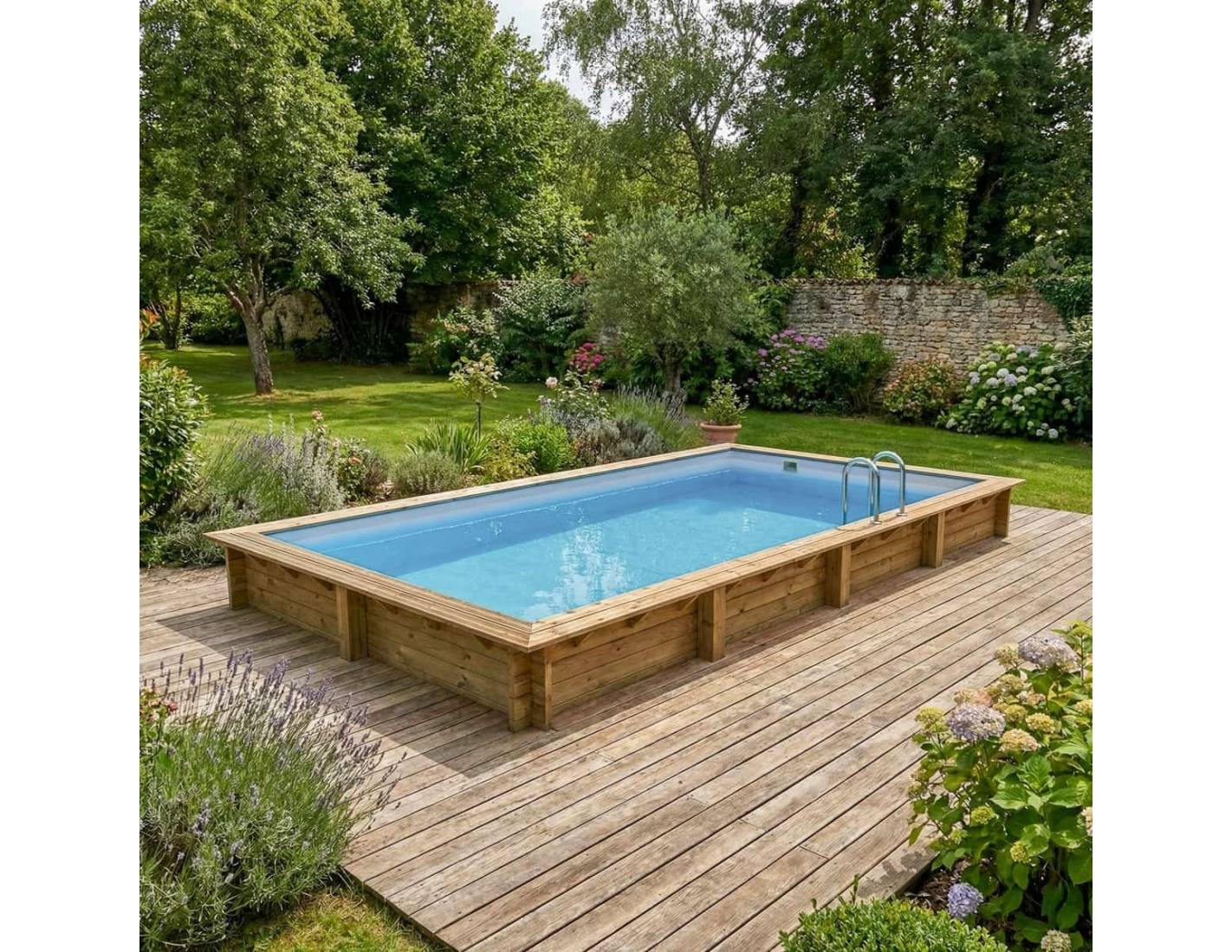 Altanka - Piscine hors sol en bois AQUA 8.5 x 4.35 - H.1.45 m, gris clair, fixations à sceller - BAS7309OSPI2 - ALTANKA - Image 3