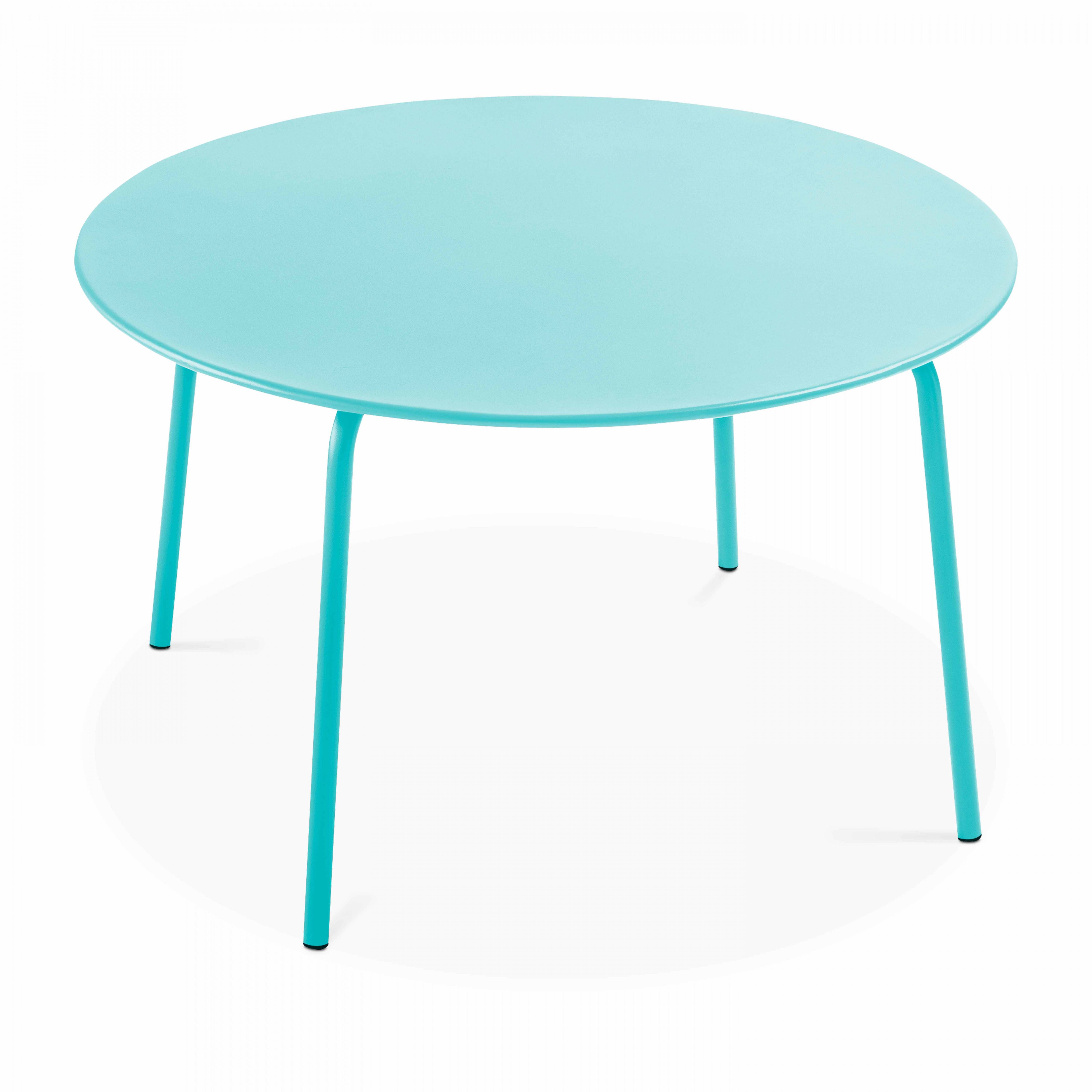 Oviala - Ensemble table de jardin ronde et 6 fauteuils acier turquoise Palavas - Oviala - Imagen 3