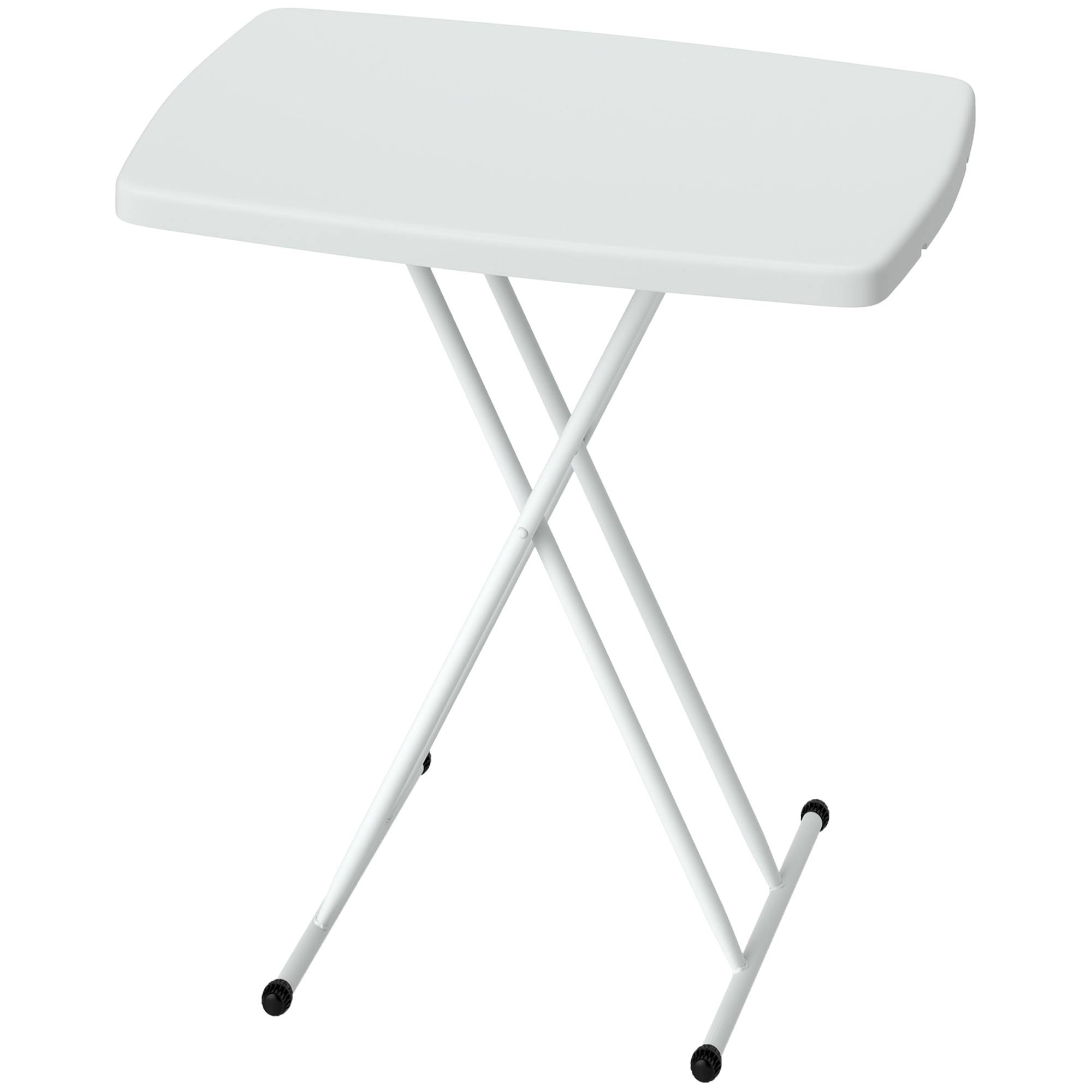 Table d'Appoint Pliante Métal HDPE Extérieur Hauteur Réglable 76cm Blanc - ComfortXL Outdoor Living - Image 2