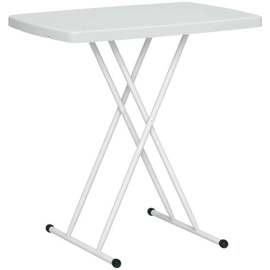 Table d'Appoint Pliante Métal HDPE Extérieur Hauteur Réglable 76cm Blanc - ComfortXL Outdoor Living - Image 1