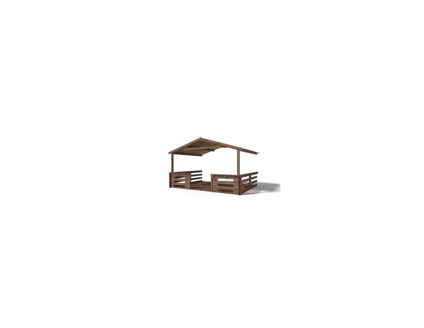 Altanka - Abri de jardin en bois - 4x4 m + terrasse avec balustrade et avant-toit en bois - 24 m2 - Traité - DOM144+DOM78+DOM79+POD05 - ALTANKA - Imagen 5